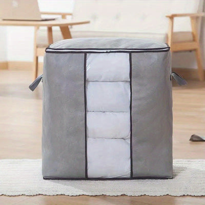 1 Bolsa De Edredón Con Cremallera Bolsa De Almacenamiento De Ropa Grande, Bolsa Organizadora De Ropa Con Asa Ventana Transparente, Contenedor De Almacenamiento Para Manta De Edredón