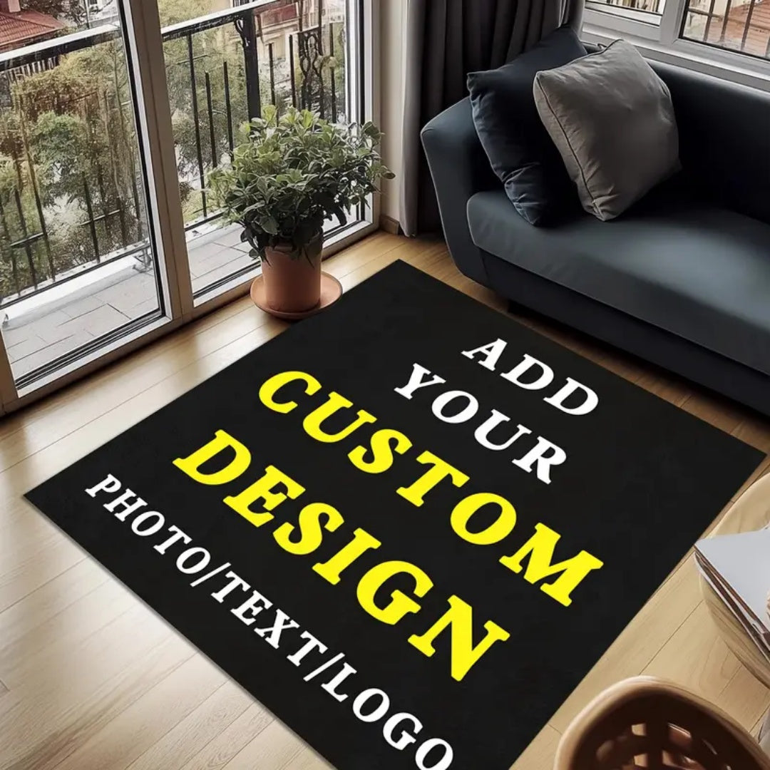 1 pieza de alfombrilla personalizable para exteriores con texto 'Agrega tu diseño personalizado' - Poliéster lavable en máquina, rectangular, ideal para jardín, patio, camping, balcón, dormitorio, entrada - Área personalizada para fotos/textos/logotipos,