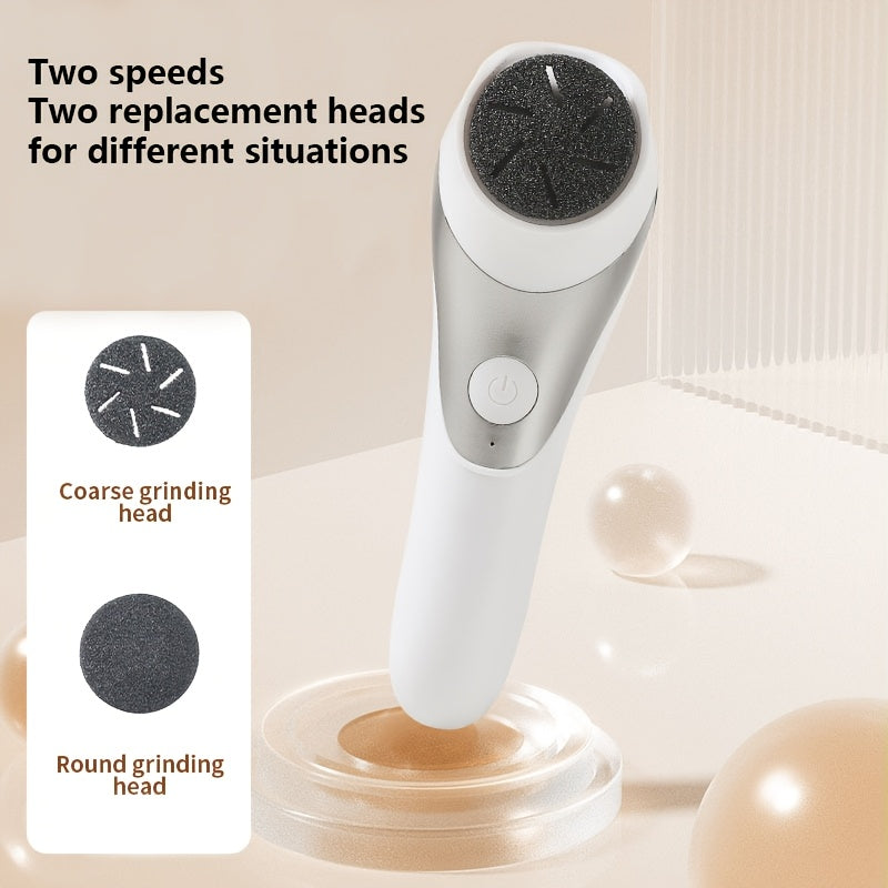 1 pieza de limpiador de pies eléctrico - Recargable por USB, cabeza de molienda reemplazable, batería de 700 mAh, tensión baja ≤36 V, sin alcohol, fácil de usar para el cuidado de pies gruesos y secos de color beige claro, limpiador de pies para eliminar