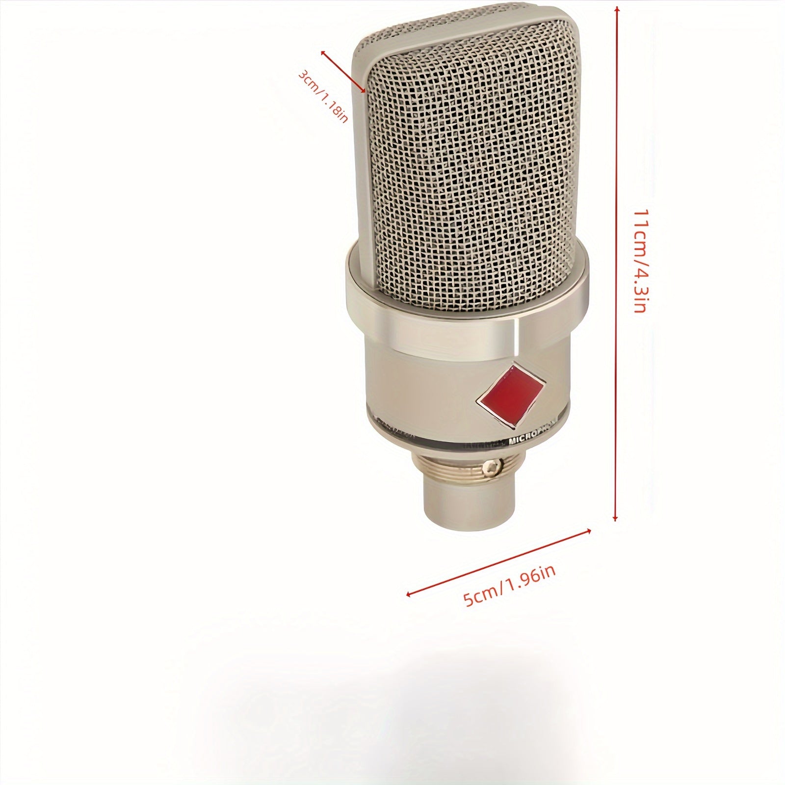 Micrófono de condensador de placa grande de 48V 102, adecuado para estudio, estudio de grabación profesional, estudio de canto con cable, micrófono de metal, micrófono para podcasting