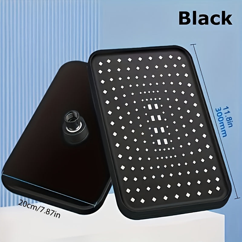 1pc Cabezal de Ducha Cuadrado Montado en la Pared de Alta Presión - Diseño Contemporáneo de Plástico, 304x118mm, Cobertura Completa con Flujo Uniforme del Agua, Fácil Instalación para Baño Doméstico, Soporte para Cabeza de Ducha, Accesorio Moderno para e