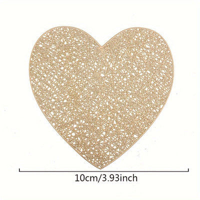 1 Juego De 4 Piezas, Posavasos, Creativo Posavasos En Forma De Corazón Pequeño Con Forma De Amor, Posavasos Decorativos Para El Hogar, Posavasos De Aislamiento Térmico De PVC Con Efecto Bronceado, Posavasos Antideslizantes Para Café, Decoración De Mesa D