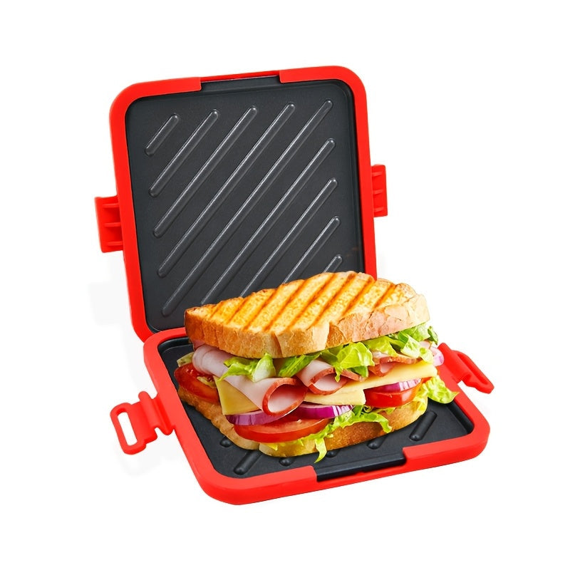 Sandwichera de hierro fundido para microondas, bandeja antiadherente universal para tostar pan de grado alimenticio, versátil para tocino, alitas de pollo, bistec, salchichas y filete de pescado - No requiere horno