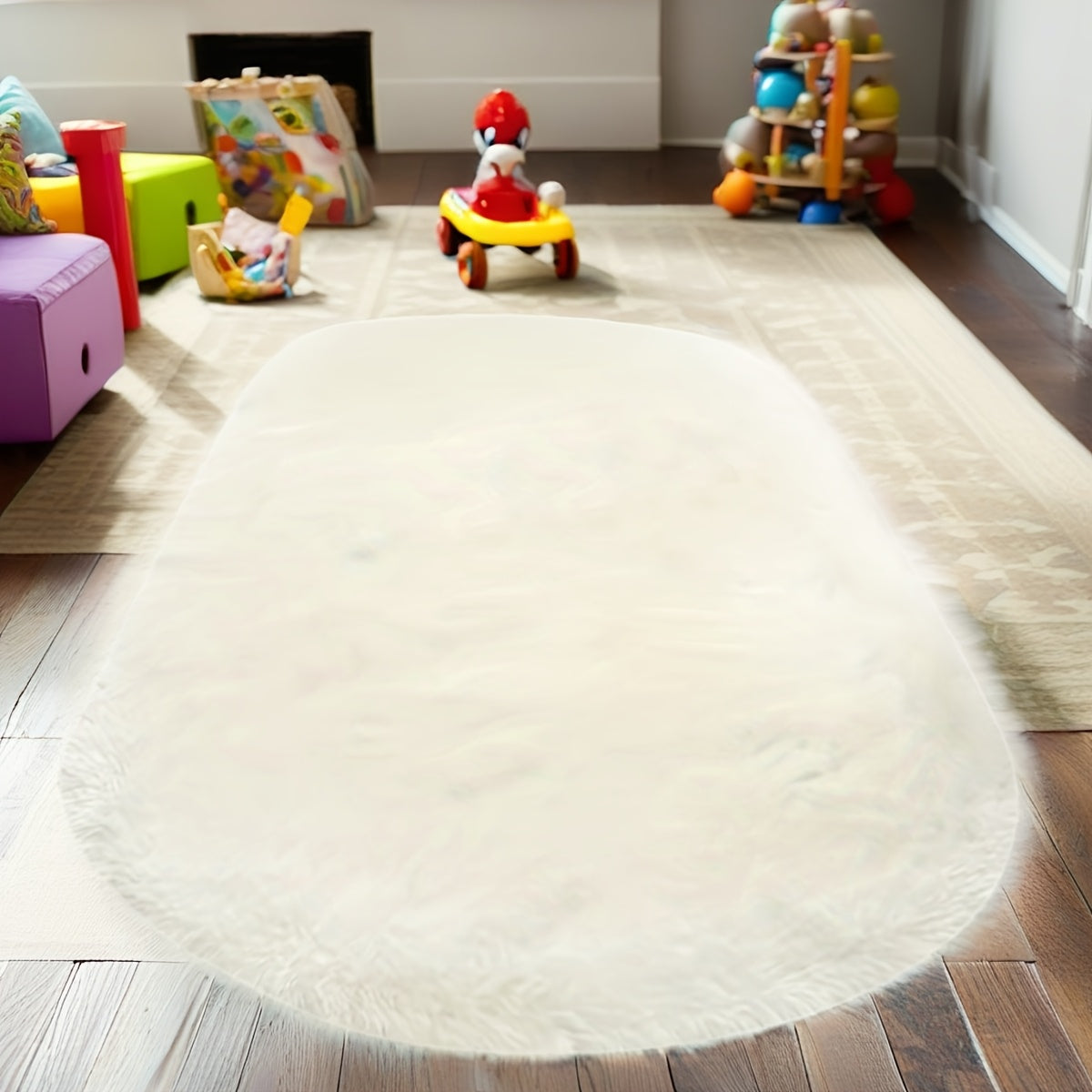[Textura Suave] Alfombra Ovalada Ultra-Suave - Super Peluda, Antideslizante, Alfombra para Dormitorio, Sala de Estar y Decoración de Dormitorio - Alfombra Cómoda para Lado de Cama o Mesa de Café en Rosa, Beige, Gris, Verde y Negro, Alfombra para Decoraci