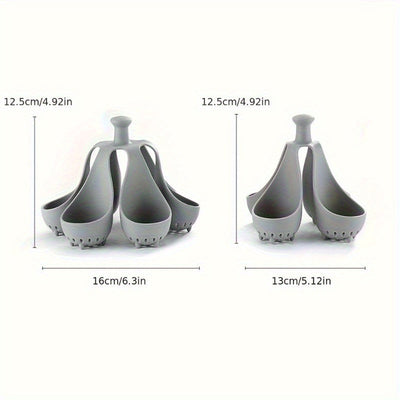 1pc Vaporera de Silicona Resistente a Altas Temperaturas con Mangos Ergonómicos y Agujeros de Ventilación - Segura para Alimentos, Portátil para Cocina en Casa, Camping, Desayuno Familiar, Herramienta de Cocina Compacta, Diseño Perforado