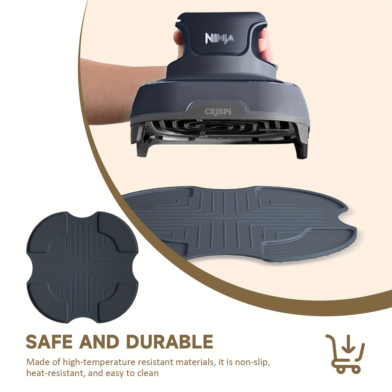 1 pieza de trivets de silicona para freidor de aire Ninja Crispi - Soportes de plato caliente resistentes al calor, soporte de sistema de cocina portátil para freidor de aire de vidrio, Kitchen Aid (gris oscuro), accesorios Crispi