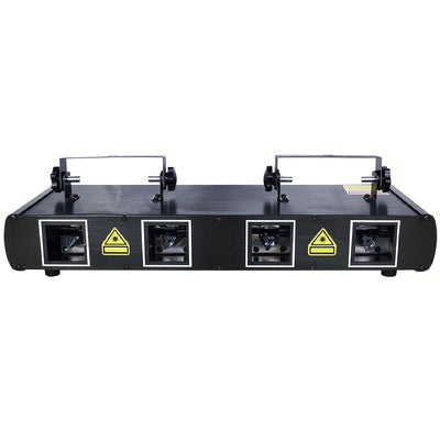 Luz de escenario LED RGBY controlada por DMX con 4 efectos de haz, luces de música activadas por sonido, sistema de luz láser de metal autosoportante, acabado al óleo, con enchufe de EE. UU., para DJ, discoteca, fiestas de baile, cumpleaños, bar, escenar