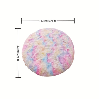 Alfombra Redonda de Peluche Suave - Diseño Acogedor de Tí-dye en Tonos Pastel, Alfombra Esponjosa de Piel Sintética para Dormitorio, Sala de Juegos o Habitación Infantil, Material de Poliéster Lavable a Máquina, Tapete para el Suelo del Dormitorio | Text