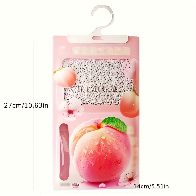 1 Absorvente de Humedad con Sabor a Durazno, Adecuado para Dormitorio, Sala de Estar, Cocina, Baño, Dormitorio y Más, Bolsa Deshumidificadora Colgante para Interiores