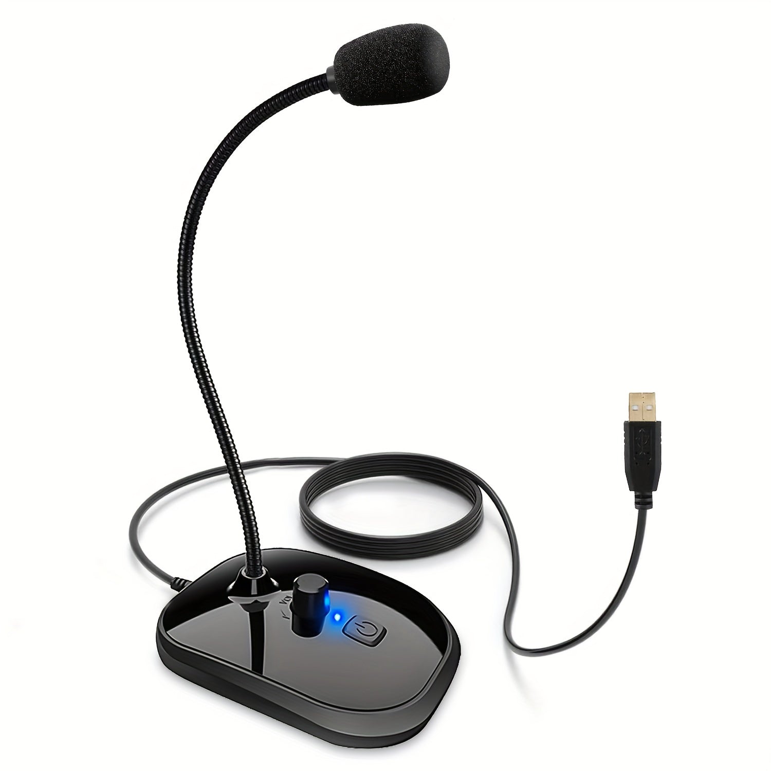 Micrófono USB para computadora, micrófono de PC con botón giratorio para ajuste de volumen y botón de silencio, micrófono omnidireccional Plug and Play para computadora, portátil, escritorio y portátil.
