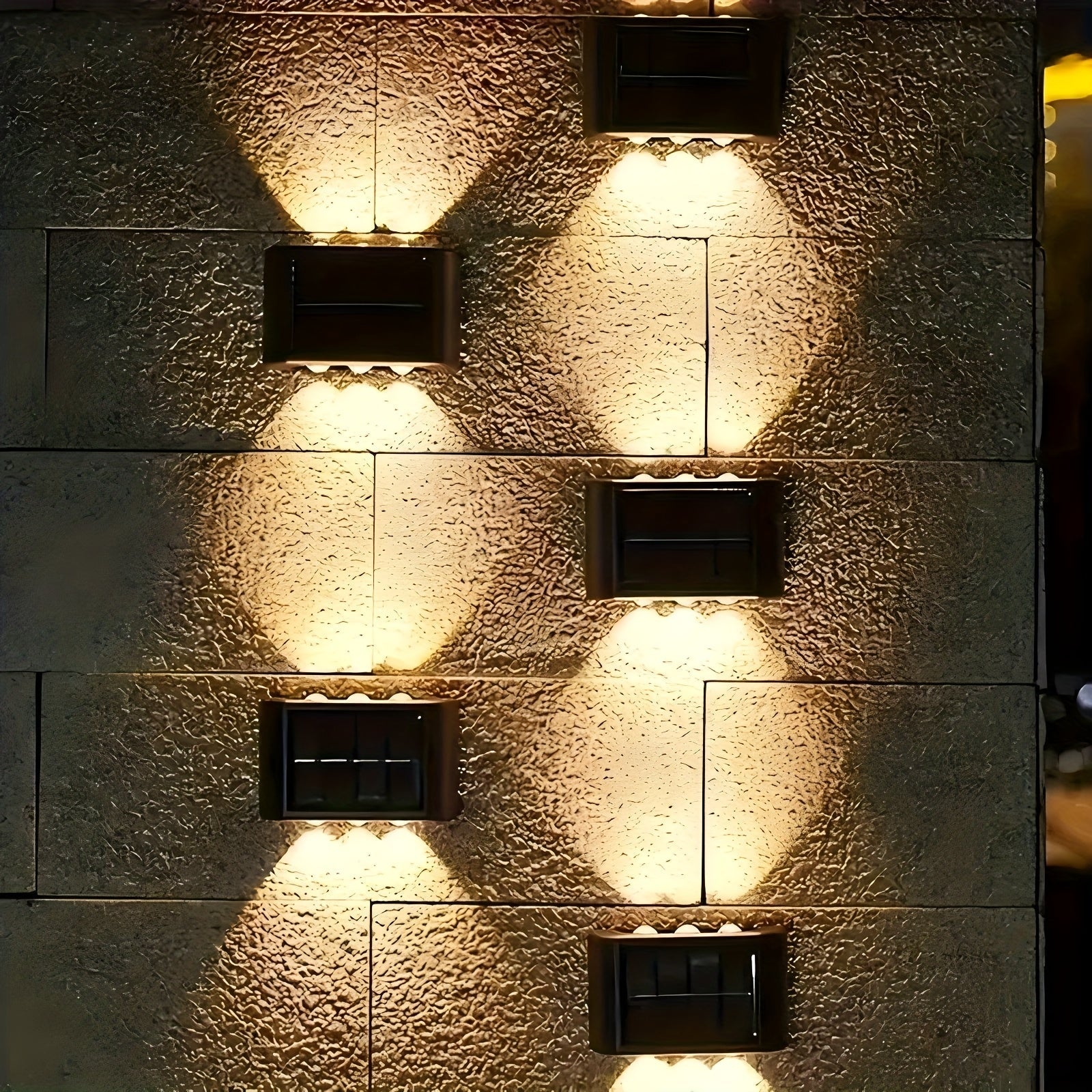 6 lámparas de pared LED, eficientes energéticamente, con carga solar, montaje semiempotrado, construcción de metal con pantalla de PVC, ideales para iluminación exterior e interior, lámparas de pared modernas, duraderas, apliques de pared para exteriores