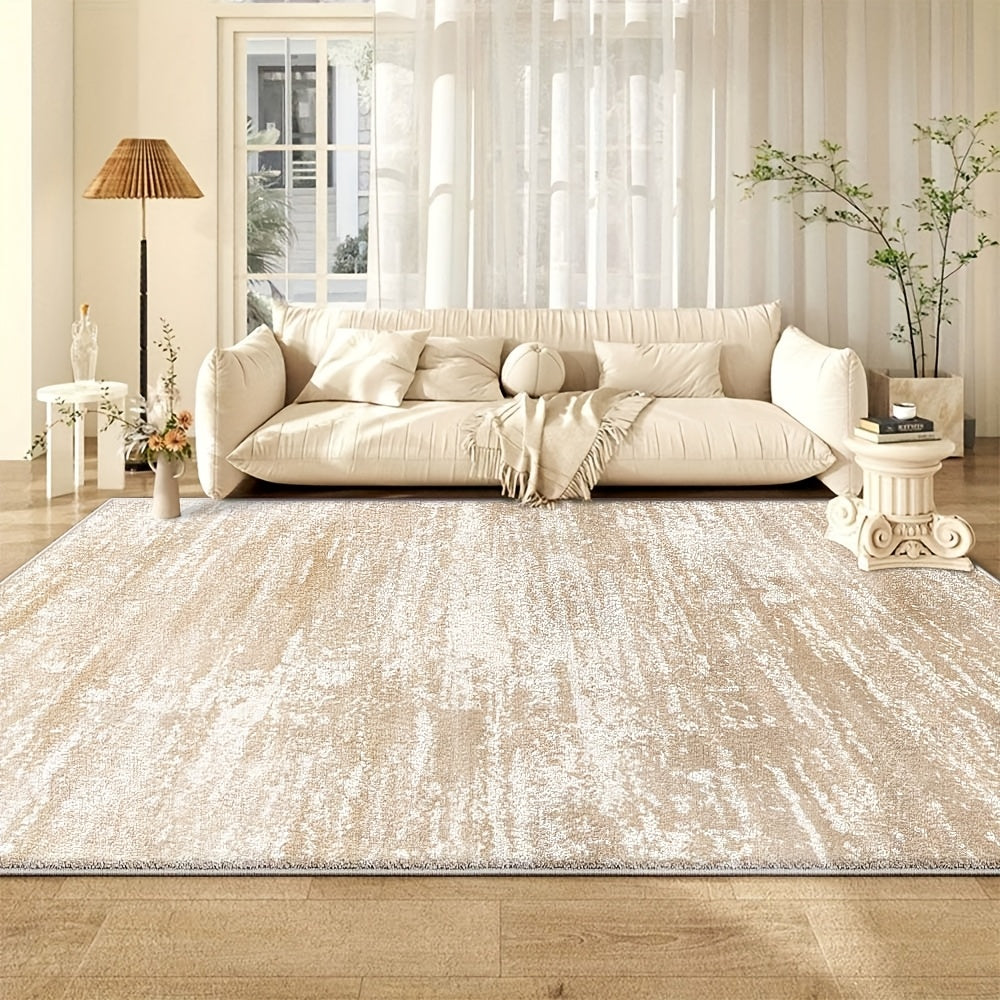 Alfombra de área minimalista moderna en terciopelo - Suave, mullida, antideslizante, lavable a máquina, diseño floral bohemio, color beige claro, perfecta para sala, dormitorio u oficina, forma rectangular, liviana y elegante, alfombras para sala