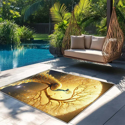 Alfombra de Terciopelo/853g/m² Estampada para Exteriores - Ultra Suave, Antideslizante y Gruesa en Color Crema Francés con Diseño Floral Elegante, Lavable a Máquina, Ideal para Camping y Espacios Modernos, Patrón Grande y Soporte Antideslizante