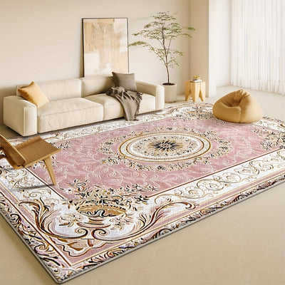Alfombra de terciopelo suave y lujosa, 852 g/m², diseño de flores para balcón o jardín, pile baja para dormitorio, se puede cortar, tejido liso y liviano de poliéster, lavable a máquina, antideslizante, decoración retro para hogar, multifuncional para sa