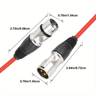 Cable de Audio XLR Premium i-Zclive - Aleación de Zinc con Cierres a Presión, Cable de Micrófono Balanceado de 3 Pines Macho a Hembra, Rojo con Conectores Negros para Estudio, Preamplificadores, Sistemas de Altavoces y Estaciones de Radio