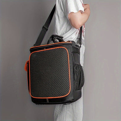 Estuche portátil para altavoces Partybox Encore 2 - EVA impermeable y resistente a los golpes, correa ajustable para hombros ligera para camping y festivales de música, negro con detalles naranjas, altavoces portátiles, equipo de audio al aire libre, acc