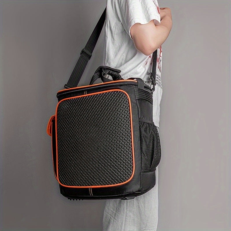 Estuche portátil para altavoces Partybox Encore 2 - EVA impermeable y resistente a los golpes, correa ajustable para hombros ligera para camping y festivales de música, negro con detalles naranjas, altavoces portátiles, equipo de audio al aire libre, acc