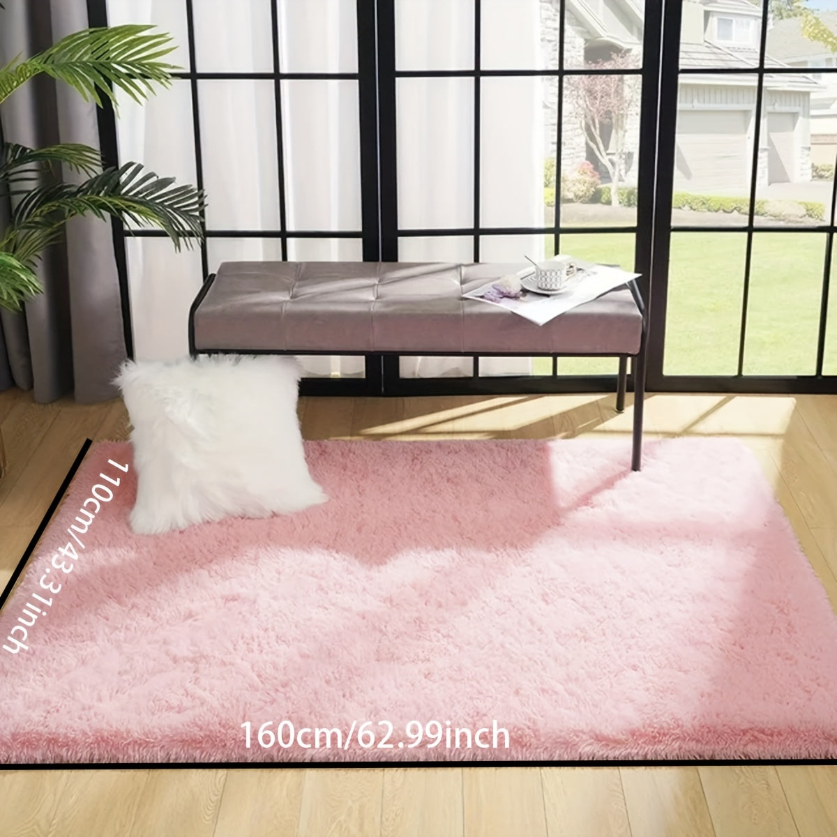 1 pieza de Alfombra Larga Rosa de Peluche, Suave y Cómoda en Color Beige Claro, Esponja Elástica Insonorizante para el Suelo con Sensación de Pies, Decoración Interior que No Se Caiga, Fuerte y Duradera Fácil de Cuidar, Adecuada para Dormitorio, Alcoba,