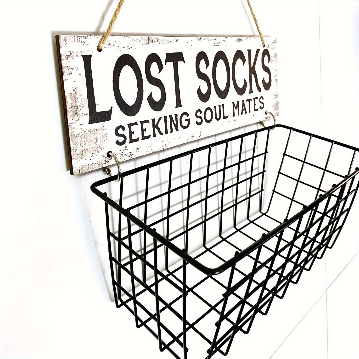 1pc Cartel de Lavandería para Calcetines Perdidos y Cesta - Organizador Montado en la Pared para Calcetines Extraviados - Mantén tu Cuarto de Lavado Ordenado y Encuentra Fácilmente tus Calcetines, Organización de Ropa Sucia, Canastas de Lavandería