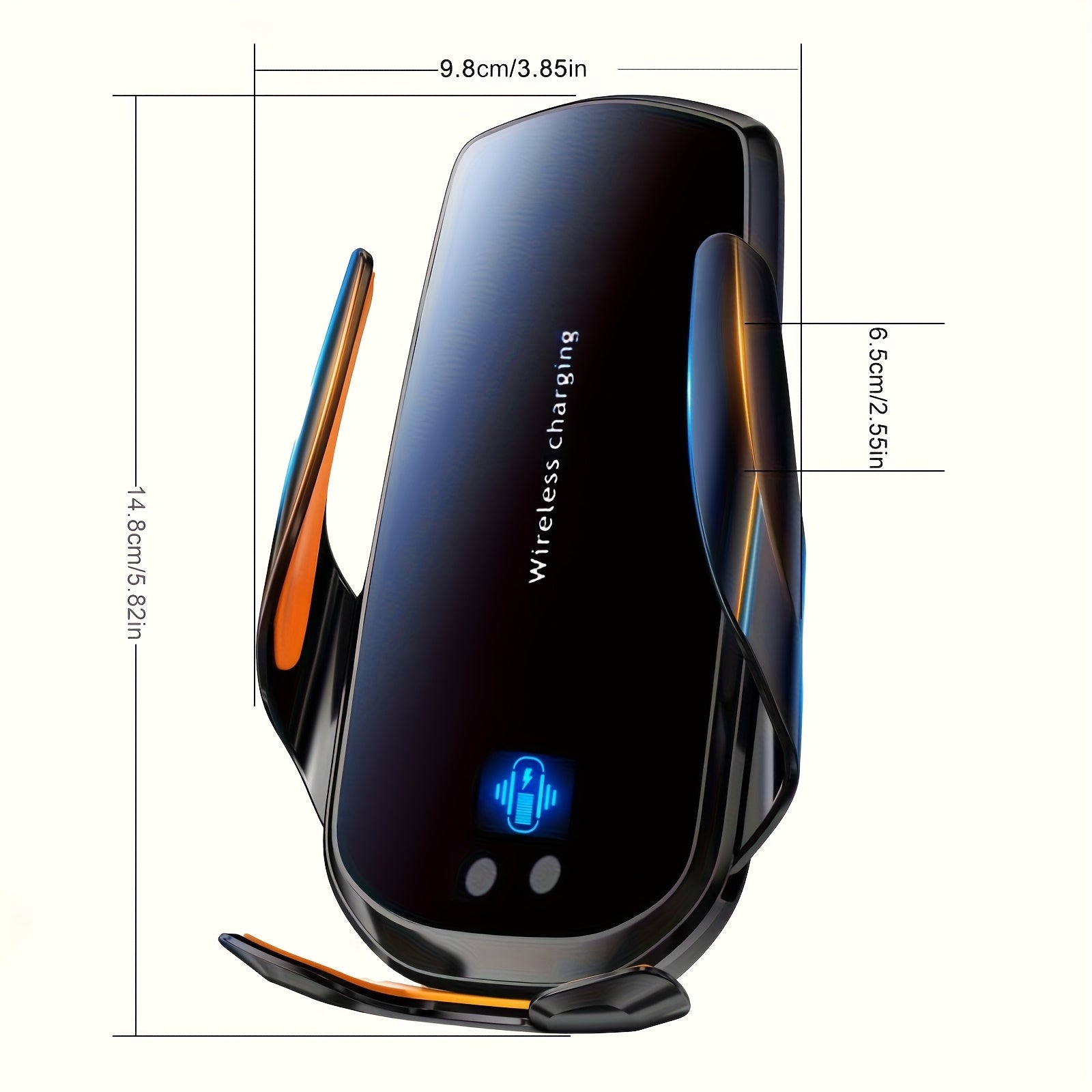 Soporte para Teléfono de Carga Inalámbrica Mejorado para Coche – Carga Rápida, Montaje en el Tablero Manos Libres para iPhone y Samsung Android, Material ABS, Forma Ovalada, Compatible con la Mayoría de Vehículos