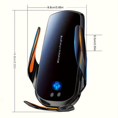 Soporte para Teléfono de Carga Inalámbrica Mejorado para Coche – Carga Rápida, Montaje en el Tablero Manos Libres para iPhone y Samsung Android, Material ABS, Forma Ovalada, Compatible con la Mayoría de Vehículos