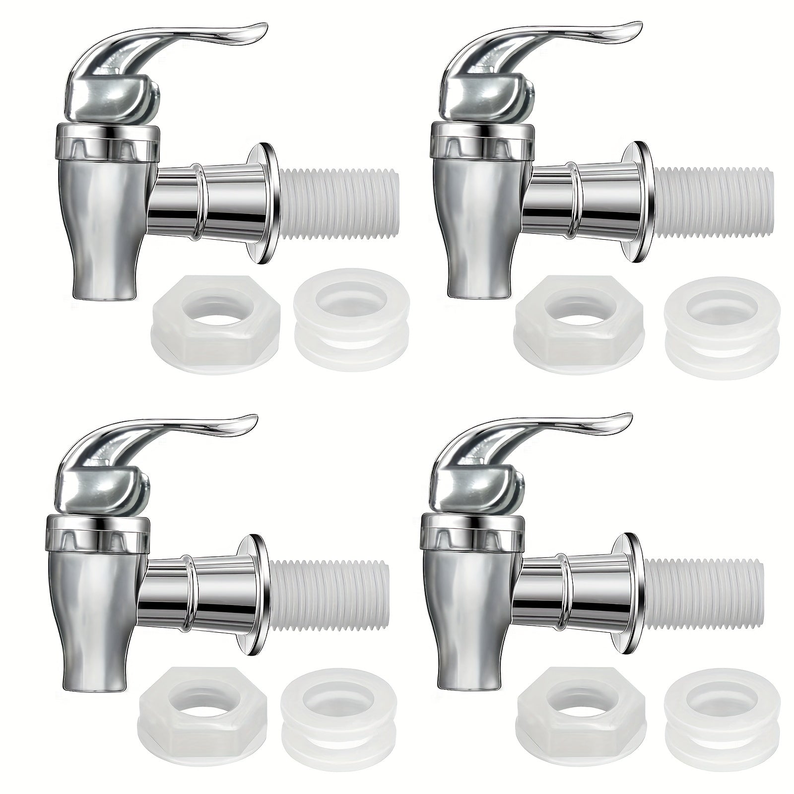 Grifo De 4 Piezas Para Dispensador De Bebidas, Dispensador De Bebidas Grifo A Granel Estilo De Empuje Grifo Enfriador De Agua Reemplazo De Grifo Palanca De Plástico Dispensador De Agua Grifo Para Cubos De 7.57-18.93 L