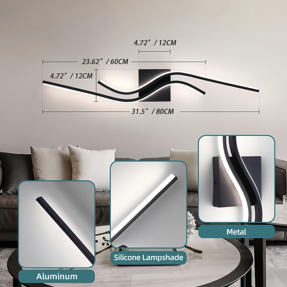 Luz de tocador LED moderna, 3 colores ajustables, montaje semienterrado negro para baño, dormitorio, sala de estar, cocina - Sombrilla de acrílico, cableado, 110V-240V, hardware de instalación incluido, luz de tocador para baño, ideal para Navidad