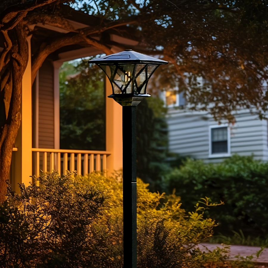 Lámparas solares para jardín de 1.7 m, negras, con paneles de vidrio transparente, plástico duradero y batería de níquel, ideales para césped, caminos y decoración de festivales, iluminación exterior | Luz exterior moderna | Plástico resistente