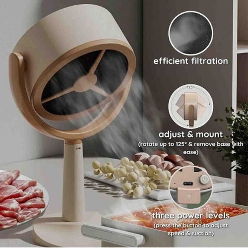 Ventilador portátil para purificar el aire, Lorivu, alimentado por USB, para cocina e interiores, diseño compacto con ventilación, ideal para asados y reuniones, ventilador de cocina, accesorio moderno para cocina, ventilador alimentado por USB, ventilad