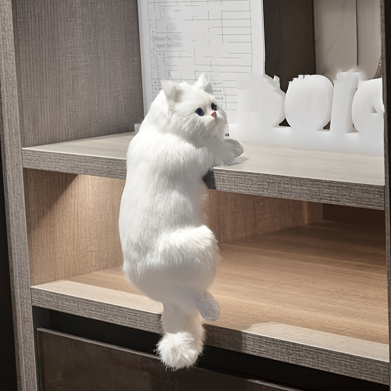 Muñeca de gato de resina hecha a mano, figurilla de kitty de piel falsa coleccionable, decoración para el hogar, regalo de boda, no requiere energía, material durable, figurilla decorativa para el hogar y la cocina