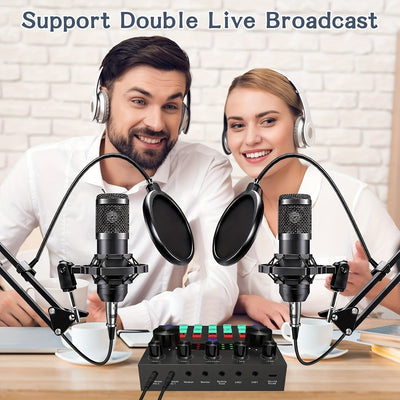 Kit de Interfaz de Audio NXG - Tarjeta de sonido profesional todo en uno con micrófono condensador, batería recargable, control de volumen y soporte: ideal para grabación de alta calidad, transmisión en vivo, streaming, juegos y karaoke