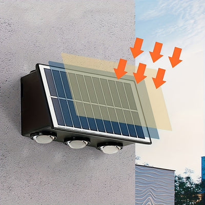 1pc. luz solar de pared exterior, 3000k luz solar para exteriores, luz de porche con 6LEDs, luz de patio, farola exterior, 1800mAh Adecuada para jardín, patio, estacionamiento, iluminación decorativa comercial ip54