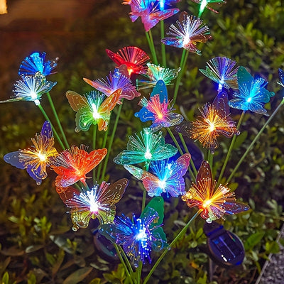 Luces solares de mariposa para exteriores - Sensor inteligente 2 modos de iluminación, luces de patio de jardín de alta calidad y duraderas de plástico para uso interior/exterior, decoración de bodas y fiestas, decoración de mariposas, iluminación de sen