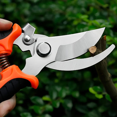 2/1pieza Tijeras de poda ergonómicas de acero inoxidable para jardinería y cuidado de césped - Mango antideslizante, cortadora de ramas duradera, mecanismo de resorte cómodo. Diseño ergonómico, construcción sólida, ideal para poda precisa y cuidado de cé