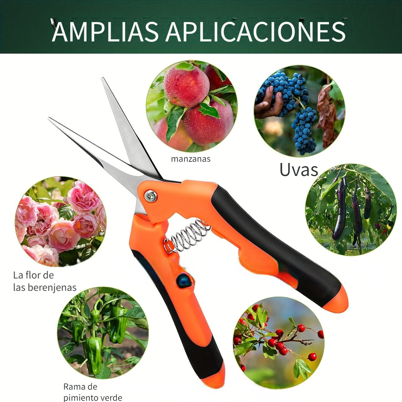 1pcs Tijeras de Podar de Jardín Ergonómicas de Acero Inoxidable - Agarre Antideslizante, Resorte de Alta Tensión para un Corte Eficiente, Recortadoras de Hojas de Metal Modernas