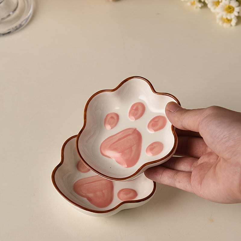 1, 2 o 4 platos para condimentos de cerámica en forma de garra de gato, platillos para salsas, pequeños platos para kétchup, para cocina, restaurante o dormitorio, accesorios de cocina y vajilla
