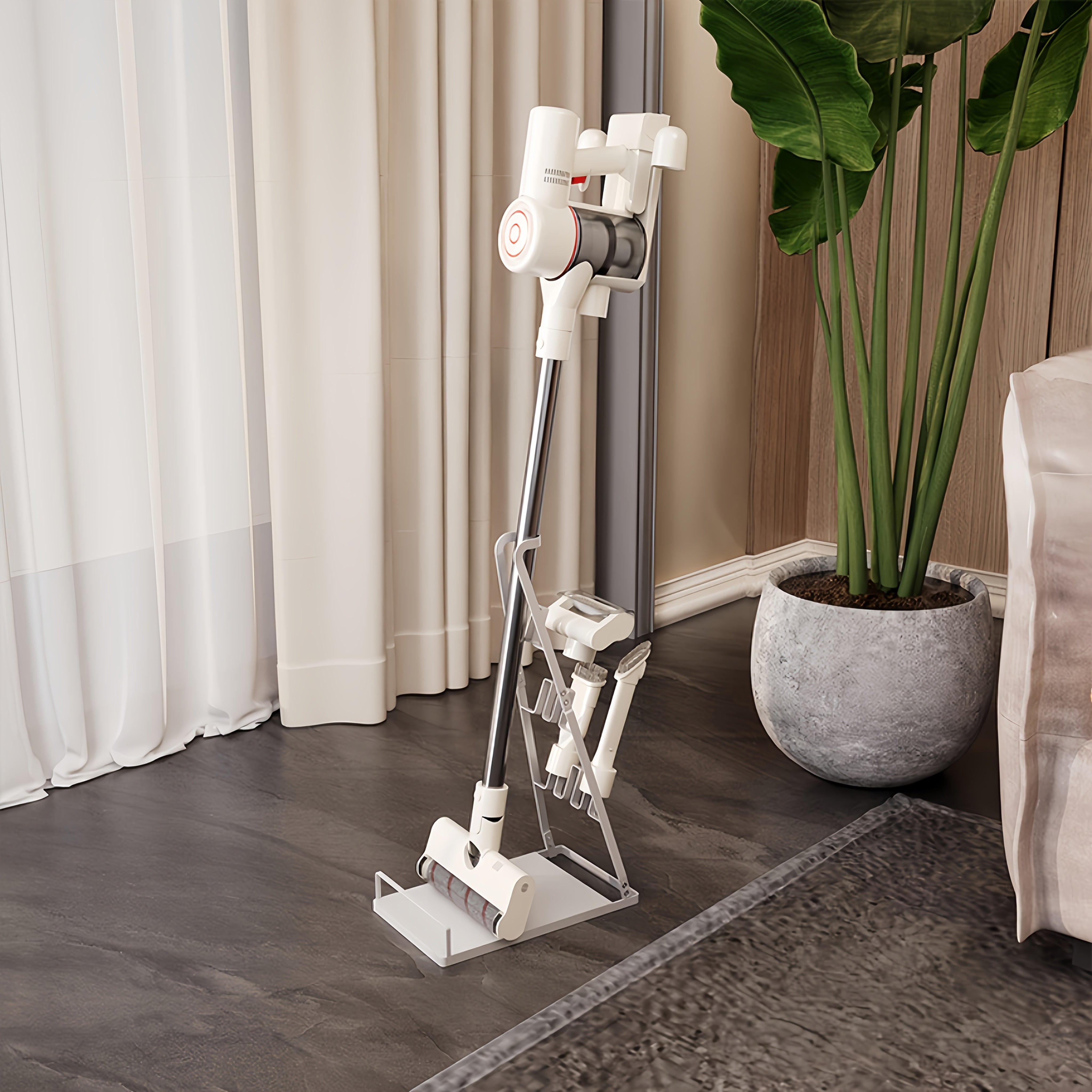 Soporte para aspiradora de metal - Estante de almacenamiento portátil para aspiradoras de palo, estante organizador que ahorra espacio con diseño abierto, ideal para uso en el hogar y la oficina, accesorio para aspiradora.