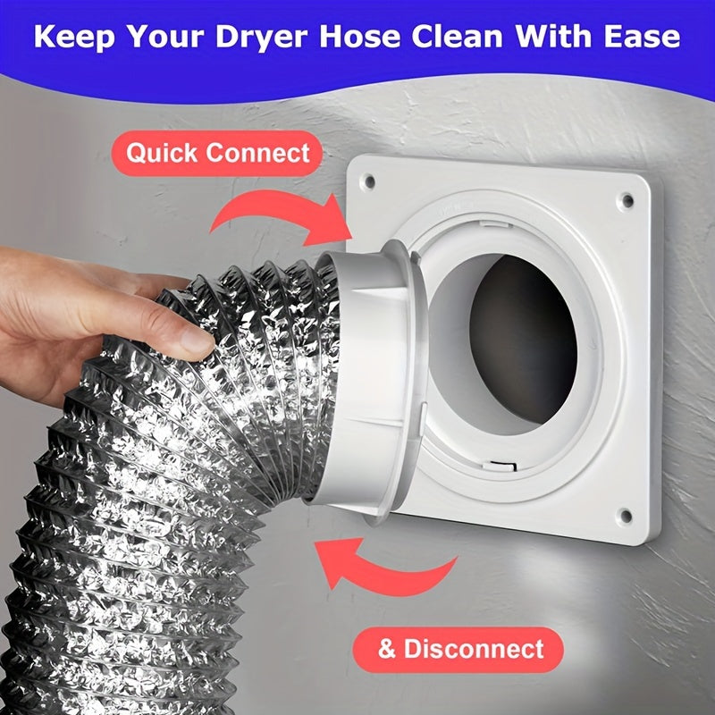 Juego de conector de ventilación, placa de pared con conexión y desconexión rápida, bloqueo giratorio, se adapta a tubos de 4 pulgadas, cubre un área de 7 pulgadas x 7 pulgadas, Ideal para secadora, lavadora y baño