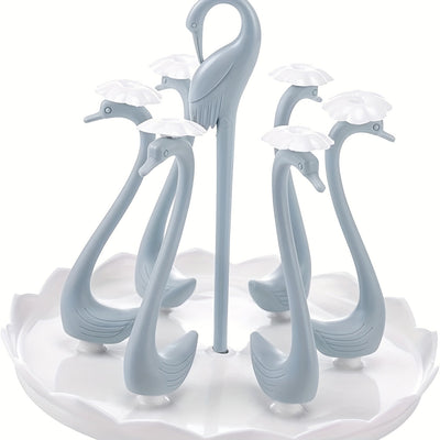 Soporte Giratorio 360° para Vasos en Forma de Cisne, con 6 Asas y Bandeja de Drenaje, Apto para Cristalería, Jarras de Cerveza y Más, Diseño Desmontable y Rápido Secado, Accesorio Decorativo y Organizador para Cocina