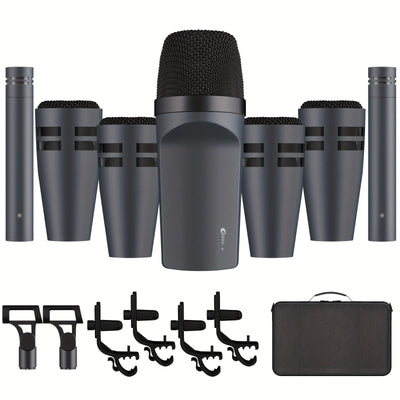 Kit de micrófono de batería G-MARK E608 de 7 piezas con cymbal dinámico, batería de bajo y snare para conjuntos de batería, DJ, instrumentos de escenario y grabación en vivo, material ABS, conexión XLR, no requiere batería.