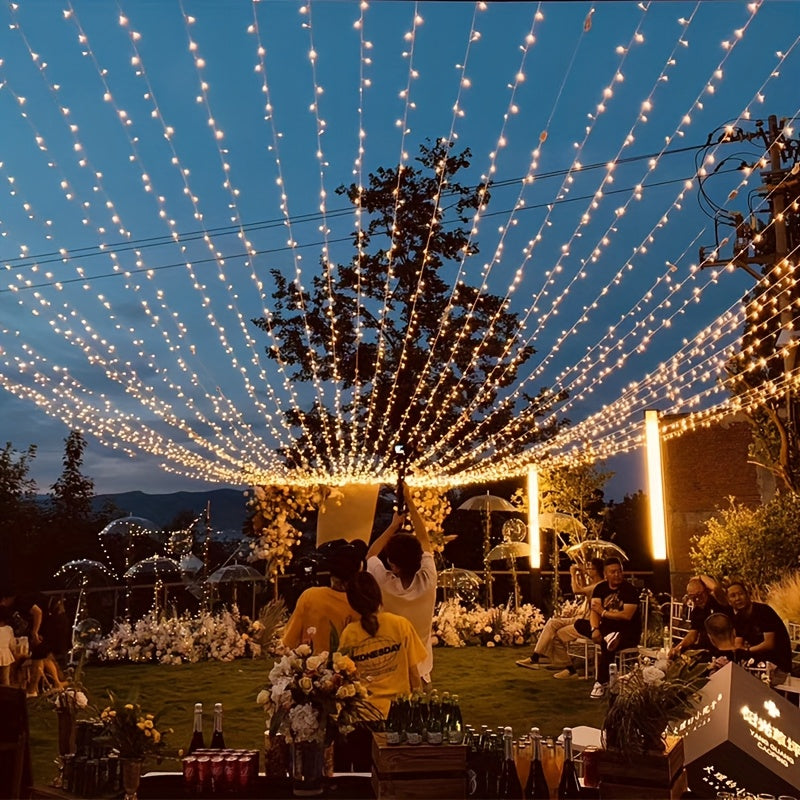Luces de cuerda solares AMILL, 8 modos de parpadeo Luces de hada blancas cálidas, IPX4, para exterior, árboles, jardín, decoración de Navidad, colores mixtos, material de cobre, alimentadas por energía solar, control por botón, iluminación ambiental mult