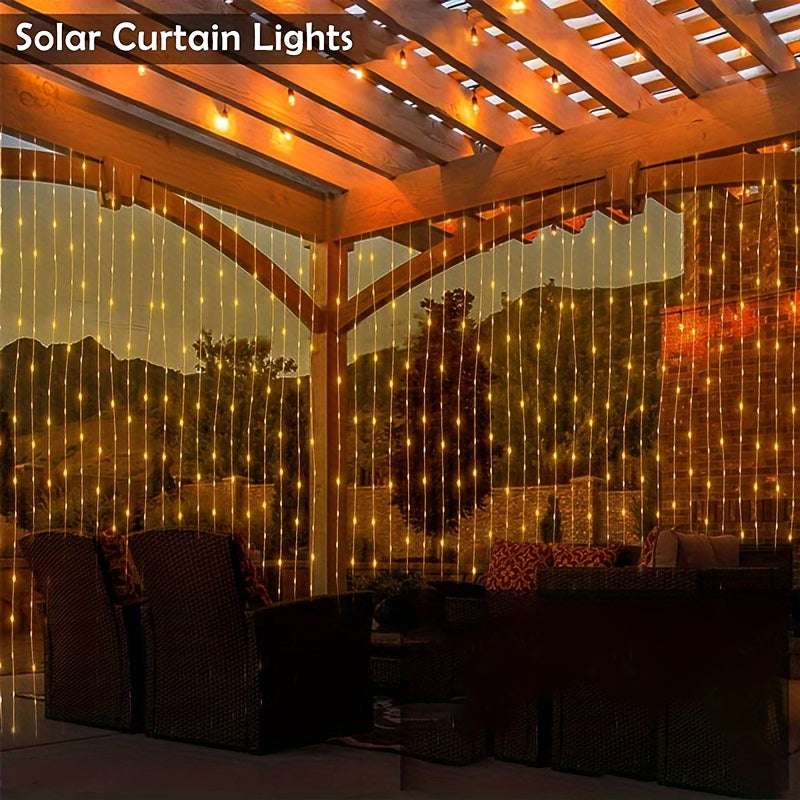 Luces solares para cortinas con 8 modos de iluminación, decoración para exteriores, bodas y jardines, disponible en multicolor, blanco cálido y blanco