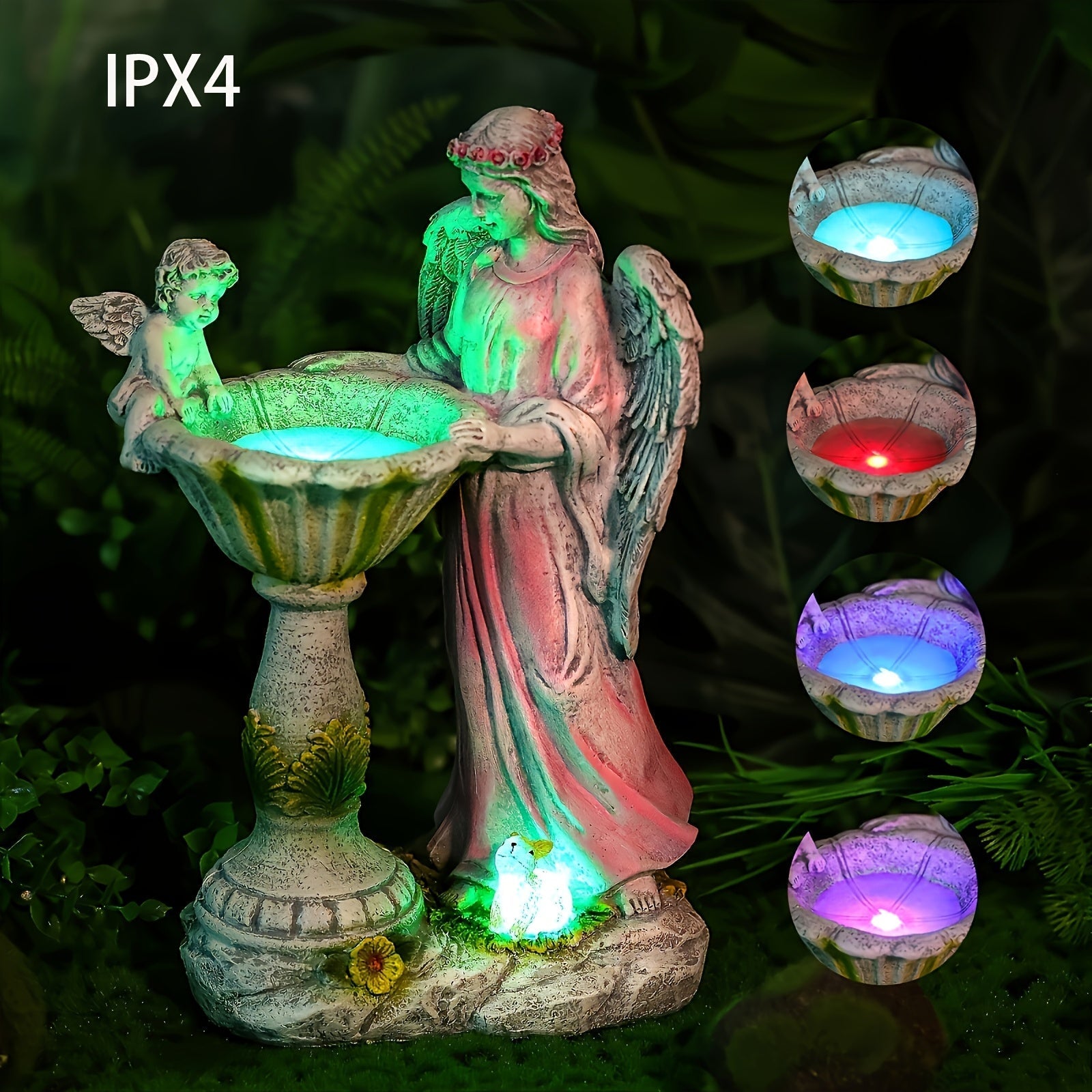 1 Estatua de jardín angelical con energía solar y luces LED cambiantes de color - Escultura de resina IPX4 resistente al agua para decoración al aire libre, ideal para patio, césped o jardín - Regalo perfecto para mudarse, decoración de jardín