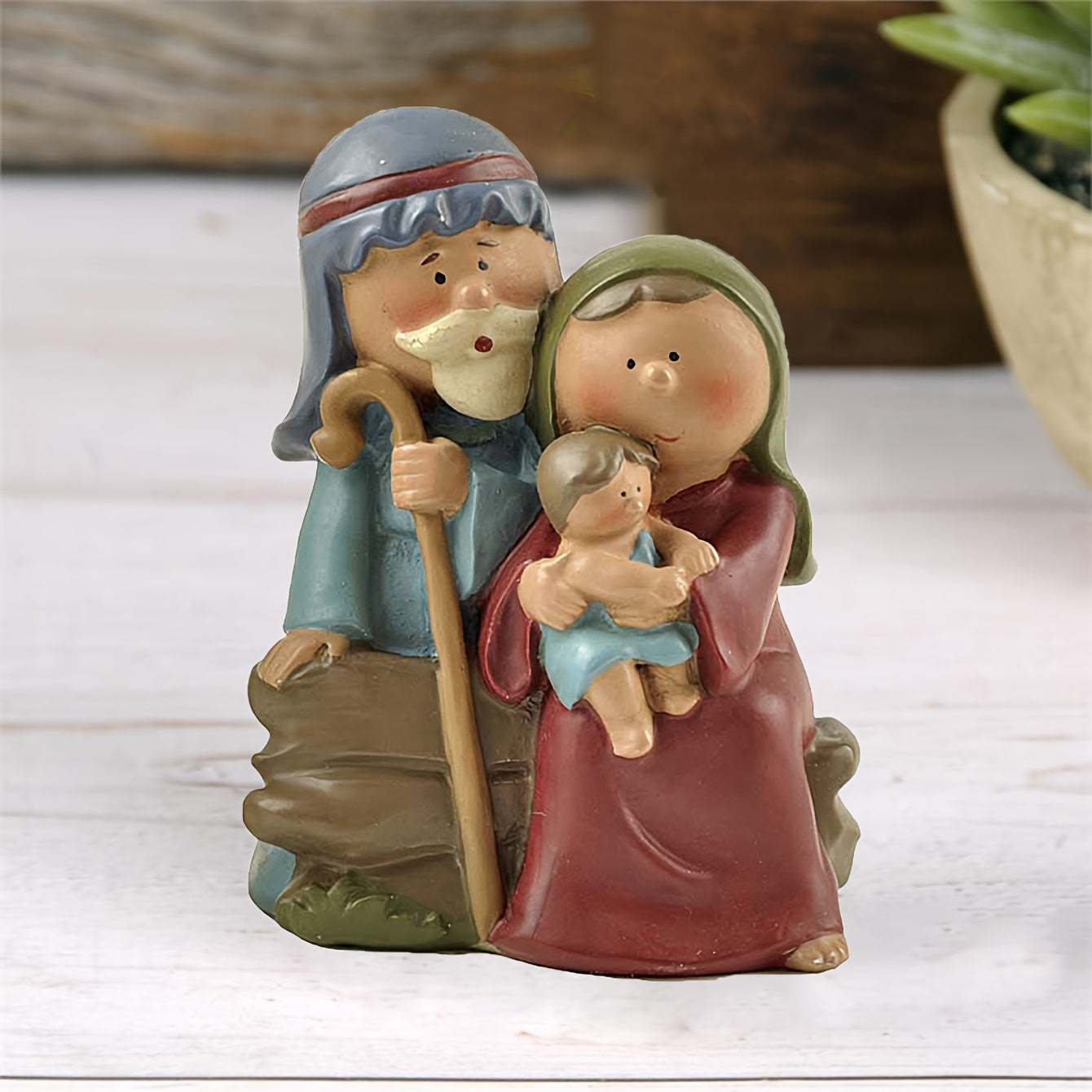 1 pieza de figurita de resina de la Natividad, decoración del hogar para el abrazo familiar de Acción de Gracias, cálido y saludable adorno para el dormitorio, accesorio de exhibición para la temporada navideña.