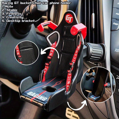 Soporte universal para teléfono en el aire acondicionado del auto, soporte de navegación GPS para iPhone 13, 12 y Xiaomi, diseño creativo de auto de carreras GT, fijación segura, soporte para smartphone