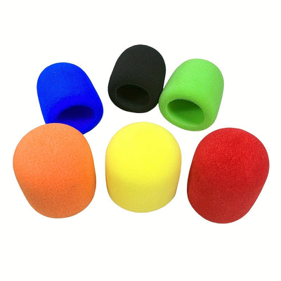 5pcs Cubiertas de Espuma para Micrófono - Pantallas de Esponja Suaves para Micrófonos de Mano, 5 Opciones de Color (Naranja/Rojo/Verde/Azul/Amarillo/Negro) - Reduce el Ruido del Viento, Perfecto para Transmisiones en Vivo y Podcasting, Reducción de Ruido