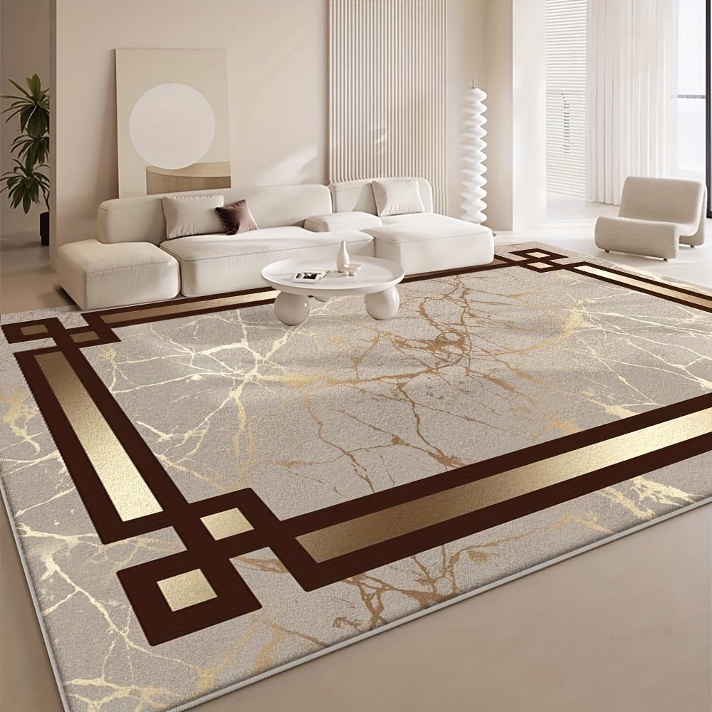 1 alfombrilla de terciopelo a rayas moderna - 850 g/m², poliéster, lavable en máquina, antideslizante, ligera, tejida plana, rectangular para dormitorio, oficina, habitación - Disponibles en varias tamaños, decoración moderna de sala de estar | Alfombril