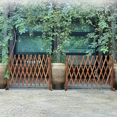 Cerca retráctil sin taladros, 1 unidad, longitud ajustable, madera tratada resistente a la intemperie con diseño de celosía para plantas trepadoras, decoración de jardín interior/exterior, pantalla de privacidad para patio y balcón
