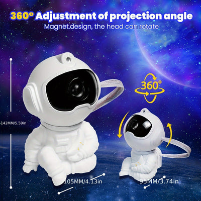 [Relajación en casa] Proyector de galaxia moderno LED Tunpahcon, iluminación nocturna con patrón de estrellas alimentada por USB, diseño de astronauta móvil controlado por telemando, brillo y color ajustables para la atmósfera de la habitación, ideal par