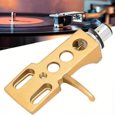 Soporte de Cabezal de Tocadiscos y Cartucho de Fonógrafo de Aleación de Aluminio Premium con 4 Cables de Conexión – Opciones Doradas, Blancas, Rojas, Negras para DJs y Aficionados al Vinilo